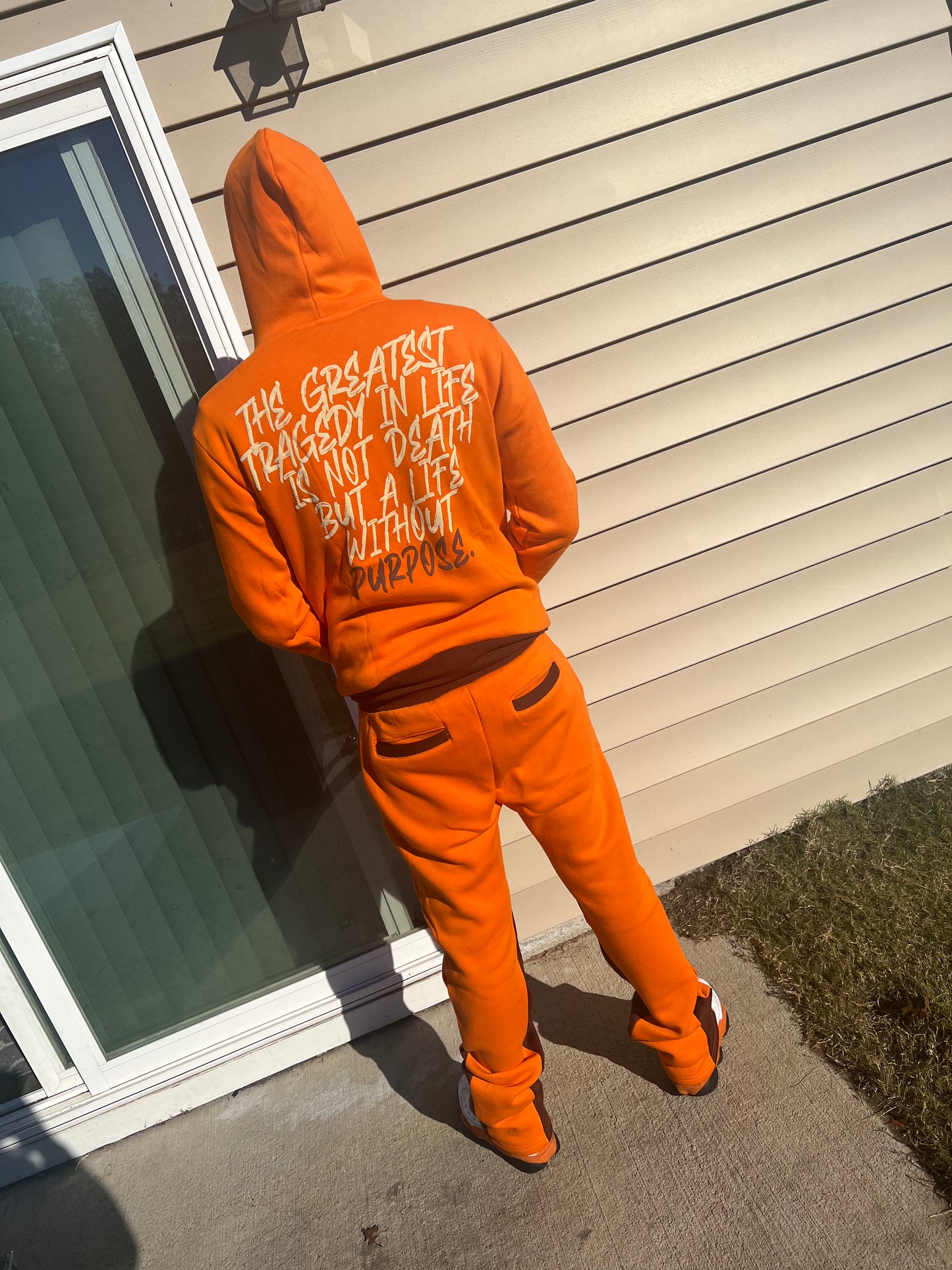 Signature Unisex Stacked Hoodie Set (Orange)