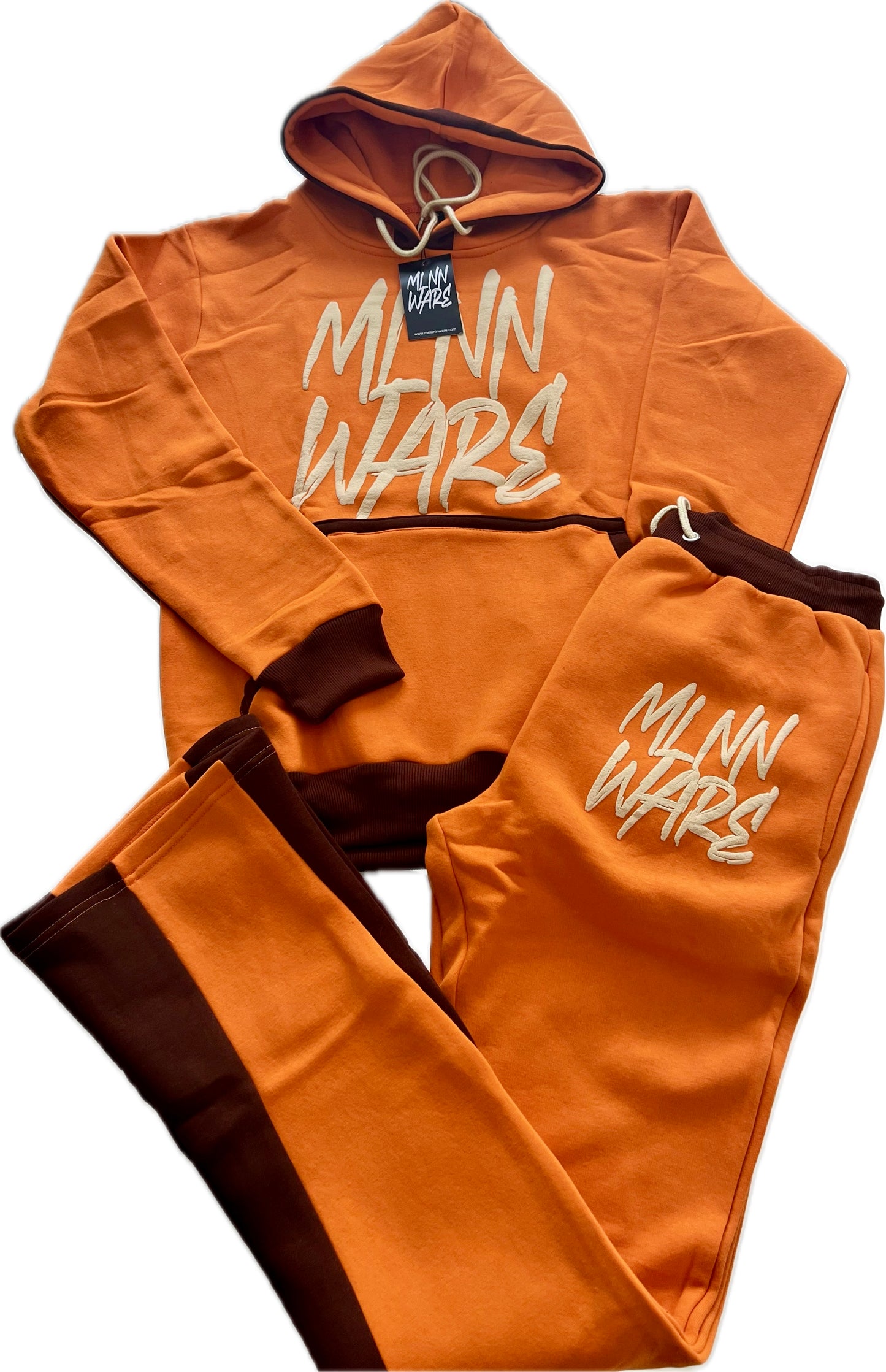Signature Unisex Stacked Hoodie Set (Orange)